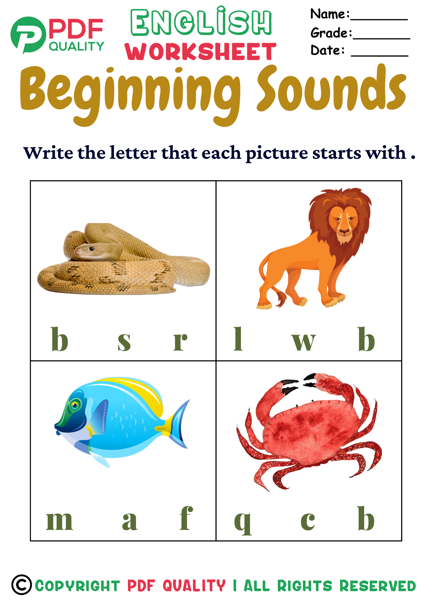 Circle The Beginning Sound (b) - Free Printable Worksheets- Download Pdf